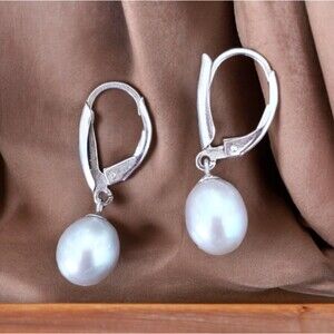 Natural Tahitian Black pearl Earrings 925 Sterling Silver